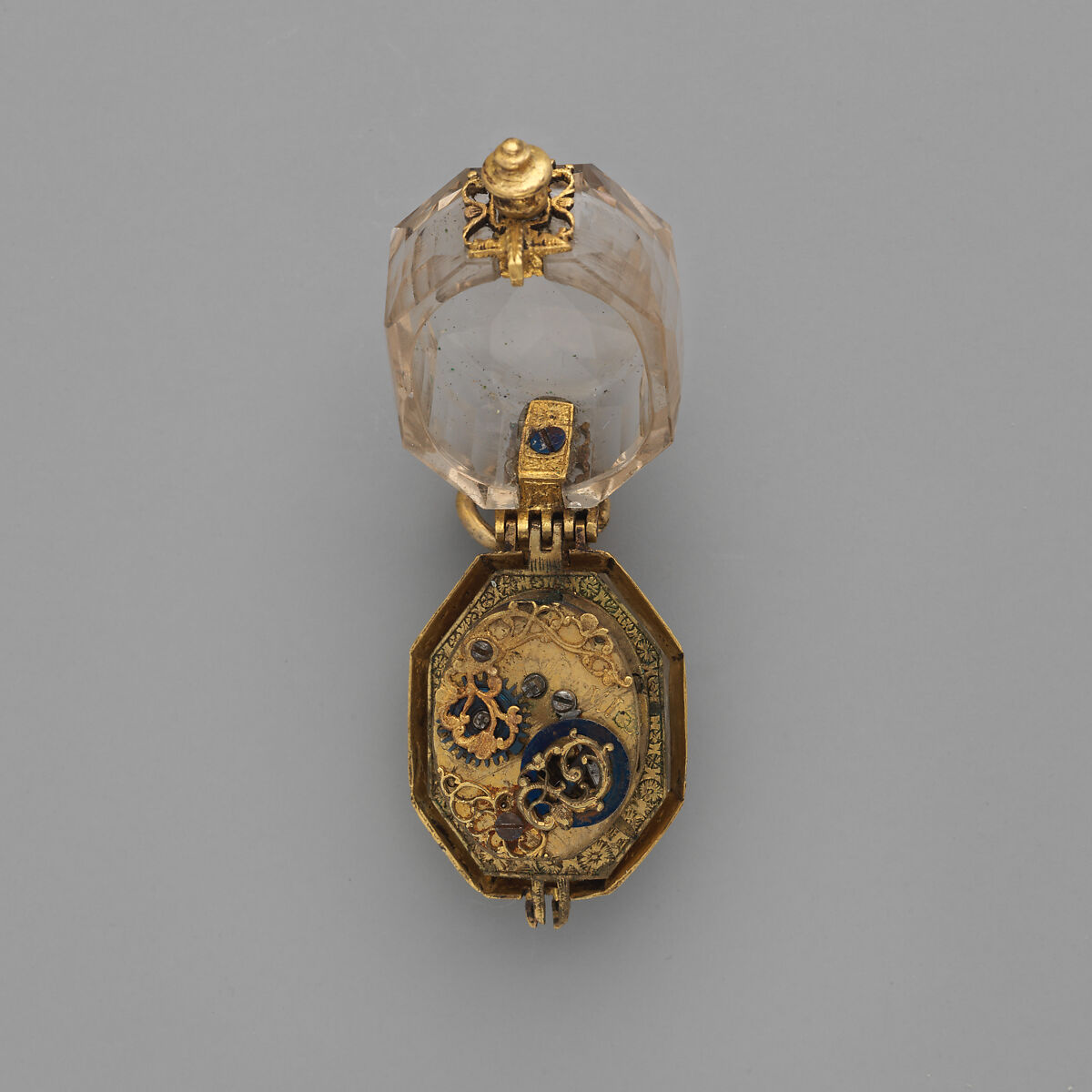 Watch, Smoke crystal, gilt metal, enamel, German