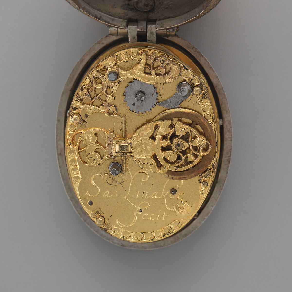 Watch, Watchmaker: Samuel Linaker (active ca. 1610, Clockmakers' Company 1631, died 1649), Silver, gilded brass, steel, British, London