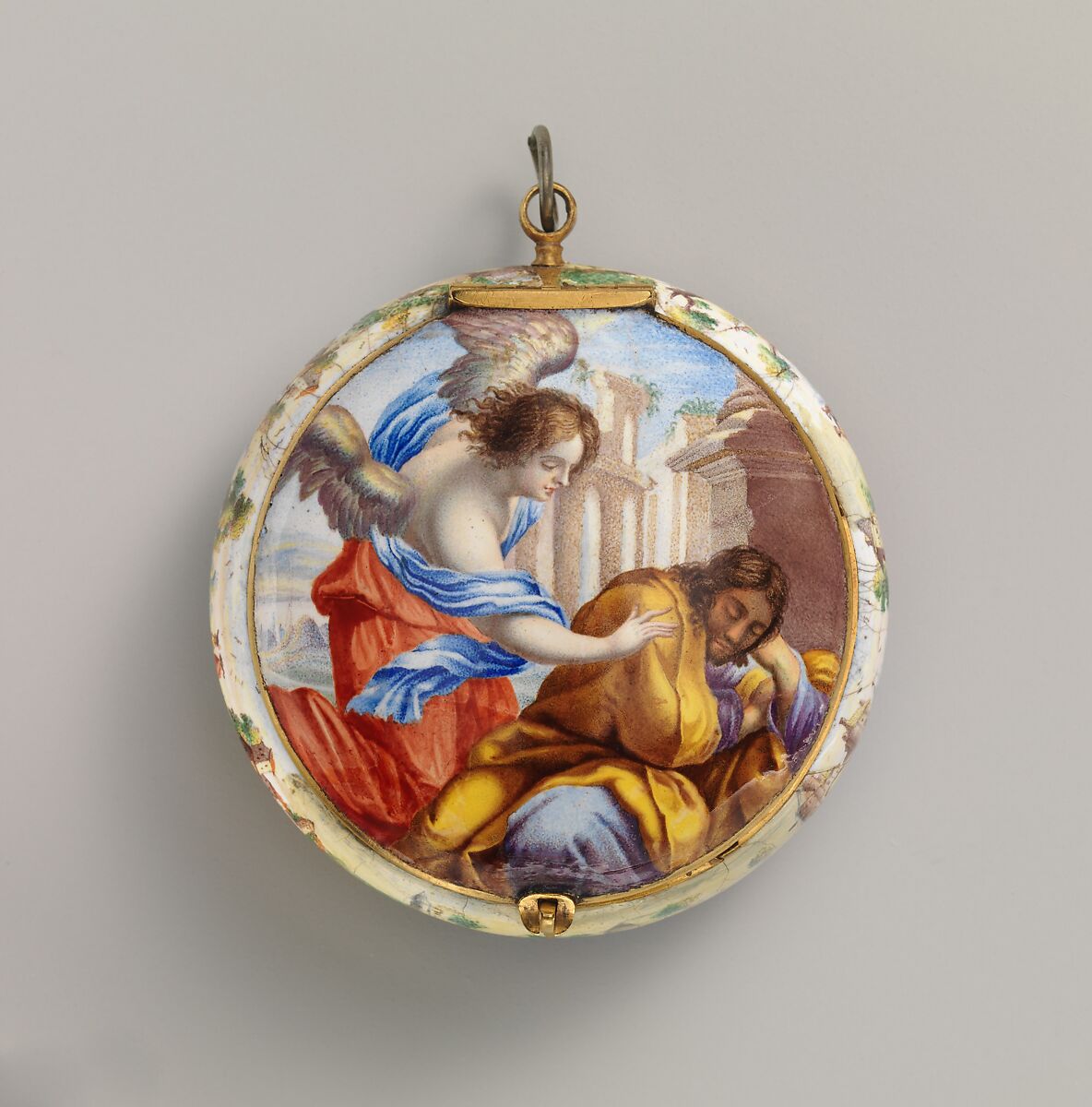 Watch, Watchmaker: Jacques Goullons (French, active Paris, 1626–died 1671), Case and dial: painted enamel on gold with brass hand; Movement: gilded brass and partly blued steel, French, probably Paris 