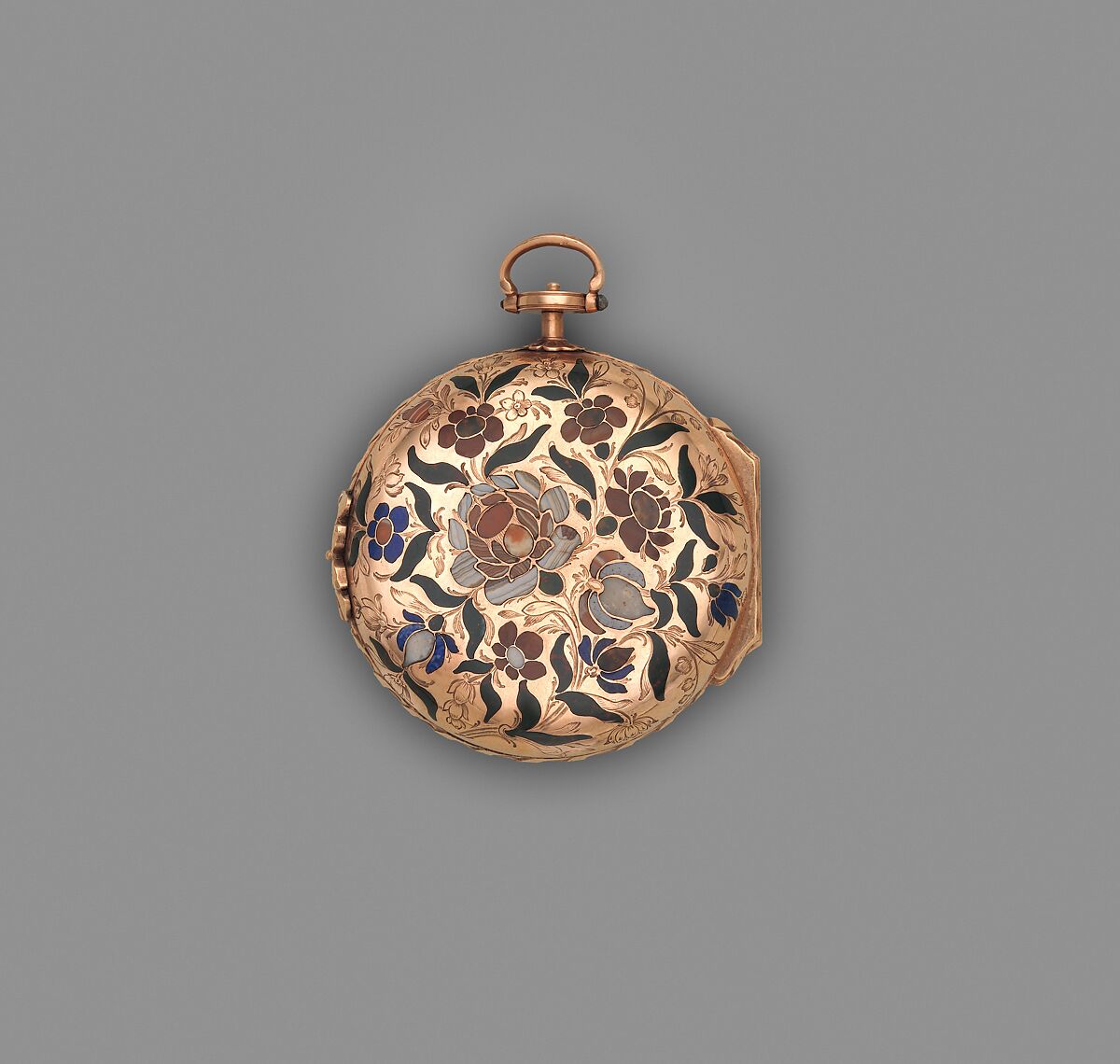 Watch, Case maker: Attributed to Christian Gottlieb Stiehl (German, 1708–1792), Case: gold, inlaid with hardstones, probably German, Dresden 