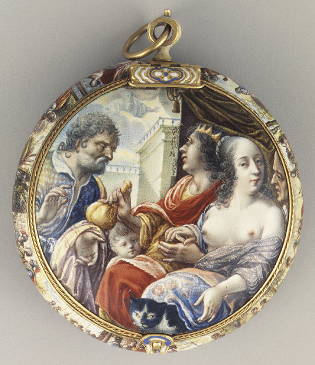 Joseph and Potiphar's Wife, Gold and painted enamel, French, Paris or Blois 