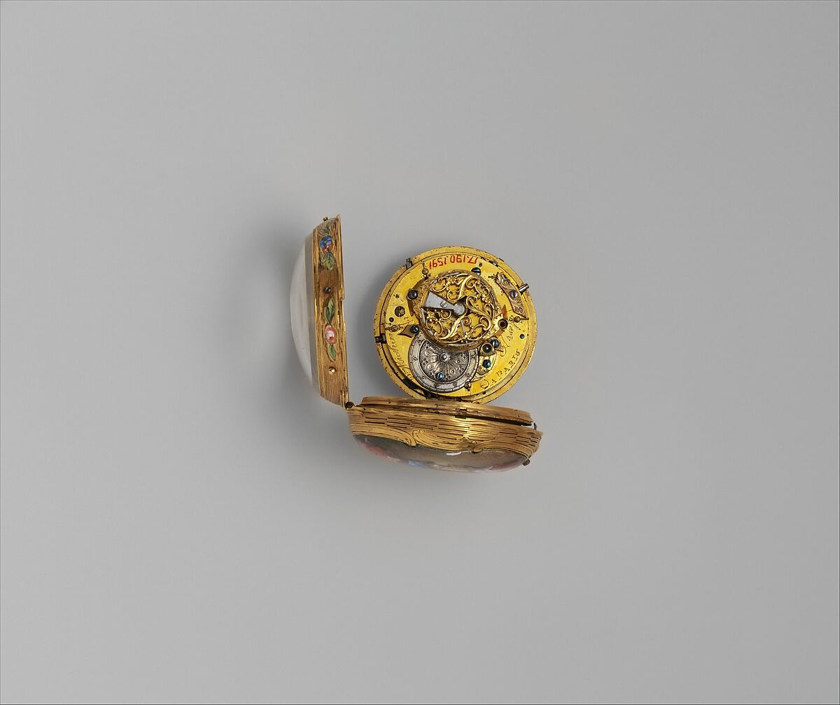 Repeater watch, Watchmaker: Pierre Michaud (working ca. 1755–after 1771), Gold, enamel, French, Paris
