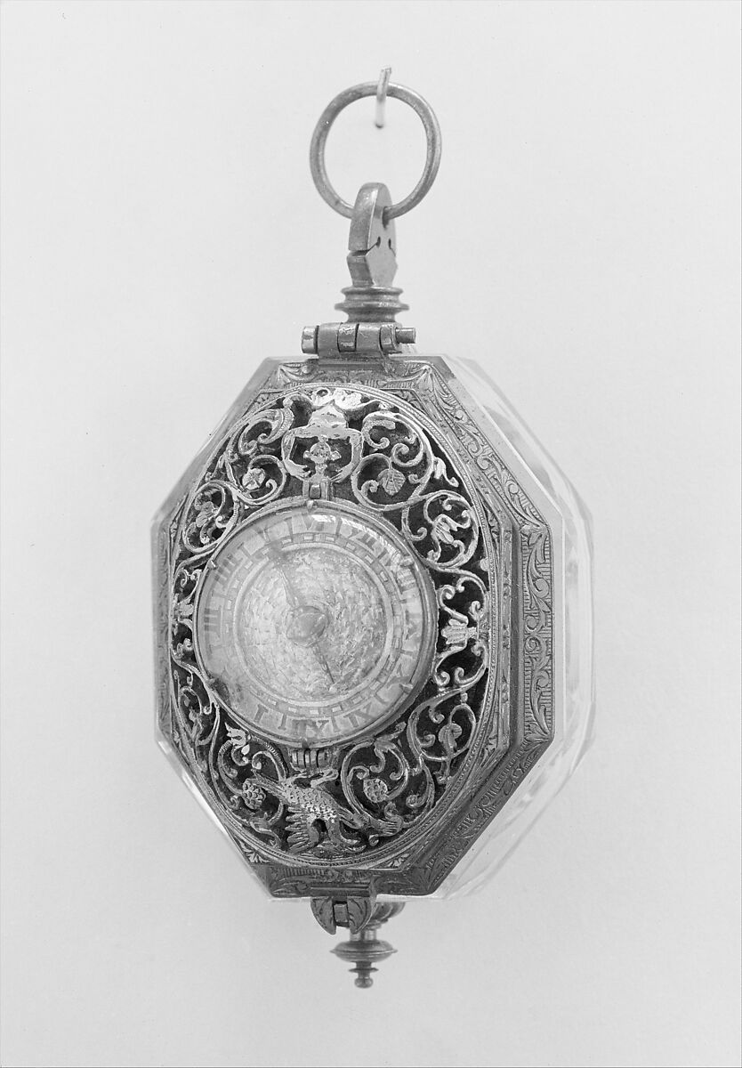 Watch, Watchmaker: Timothée Hubert (the Elder) (active 1600–1650), Rock crystal, enamel, gilt metal, French, Rouen 