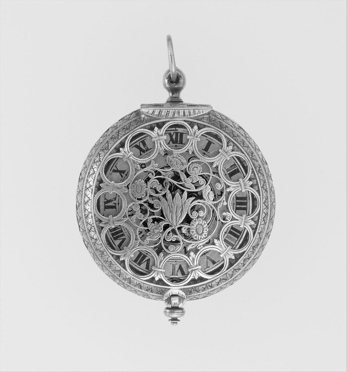 Alarm watch, Watchmaker: Estienne Hubert (ca. 1625–after 1702), Silver, French, Rouen