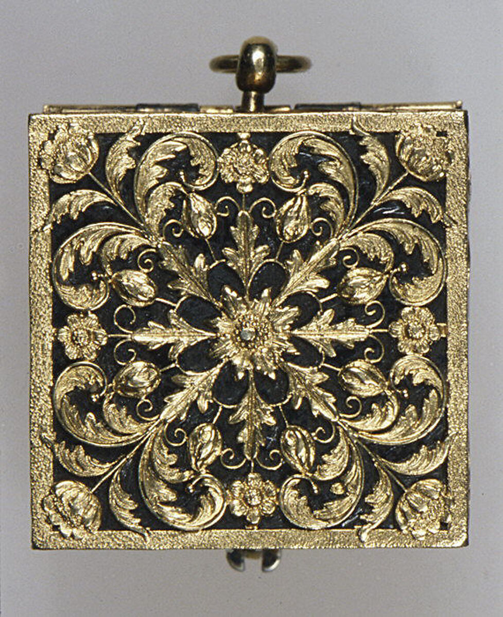 Watch, Watchmaker: F. L. Meybom (active ca. 1650–80), Case: gold, blued steel, rock crystal, partly gilded silver, and diamonds; Dial: painted enamel and basse-taille enamel on gold; Movement: gilded brass, partly blued steel, and silver, French, Paris