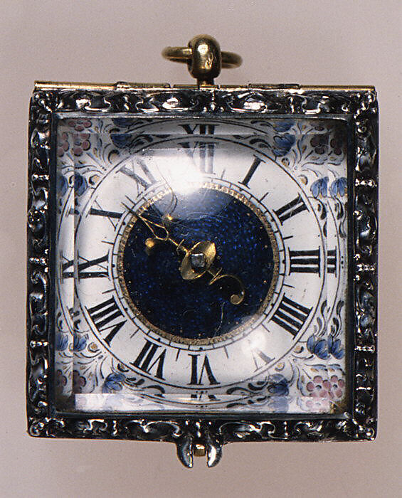 Watch, Watchmaker: F. L. Meybom (active ca. 1650–80), Case: gold, blued steel, rock crystal, partly gilded silver, and diamonds; Dial: painted enamel and basse-taille enamel on gold; Movement: gilded brass, partly blued steel, and silver, French, Paris
