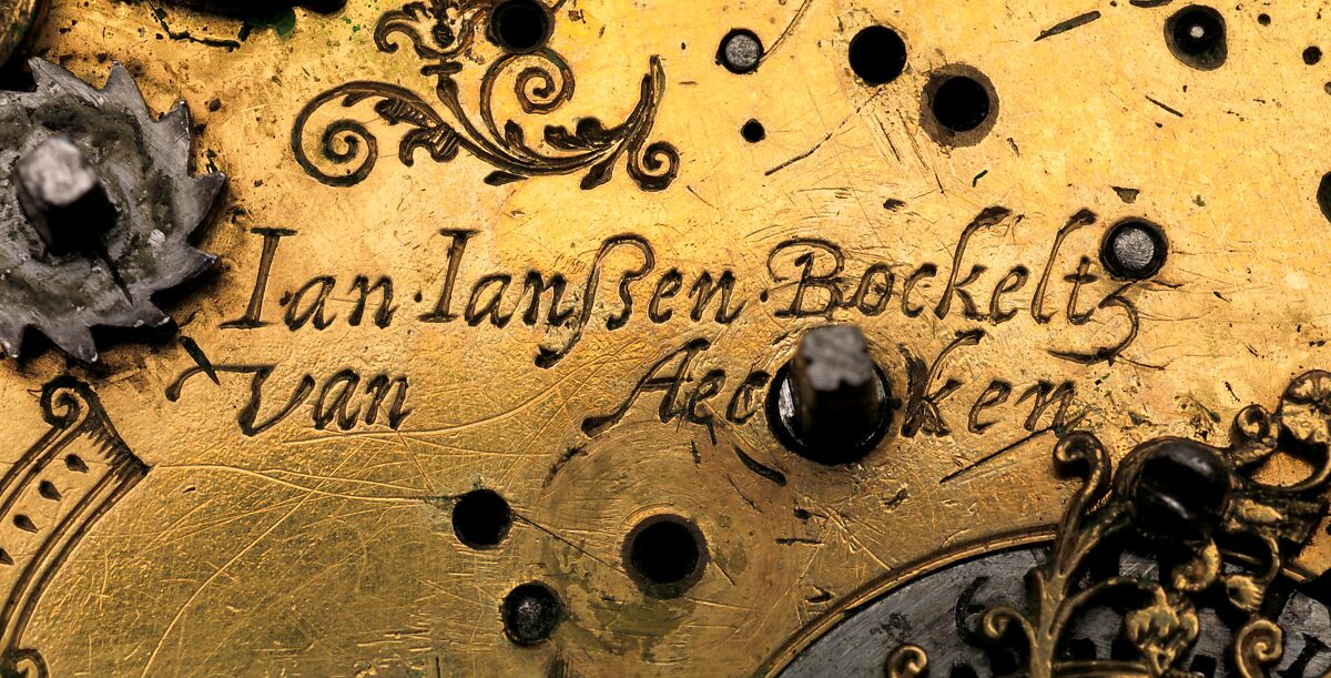Clock watch with astronomical dial and sundial, Watchmaker: Jan Jansen Bockeltz (Dutch, active ca. 1590, died 1626), Case: gilded brass; Dial: gilded brass, silver, and copper; Movement: gilded brass, partly blued steel, and silver, Dutch, Haarlem