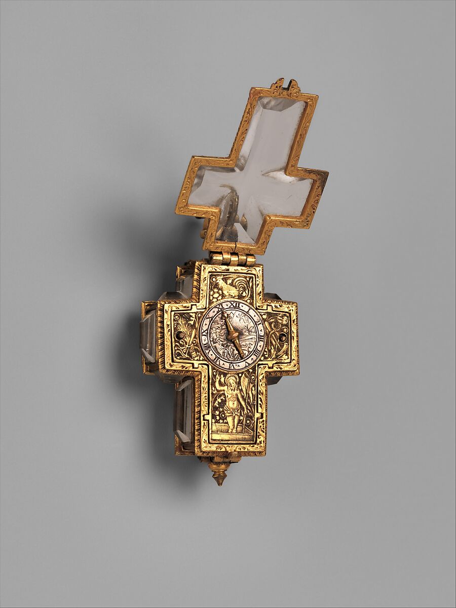 Watch, Watchmaker: Anthoine Arlaud (born ca. 1590, after 1641), Case: rock crystal, with gilded silver mounts; Dial: silver, partly gilded; Movement: gilded brass and steel, Swiss, Geneva