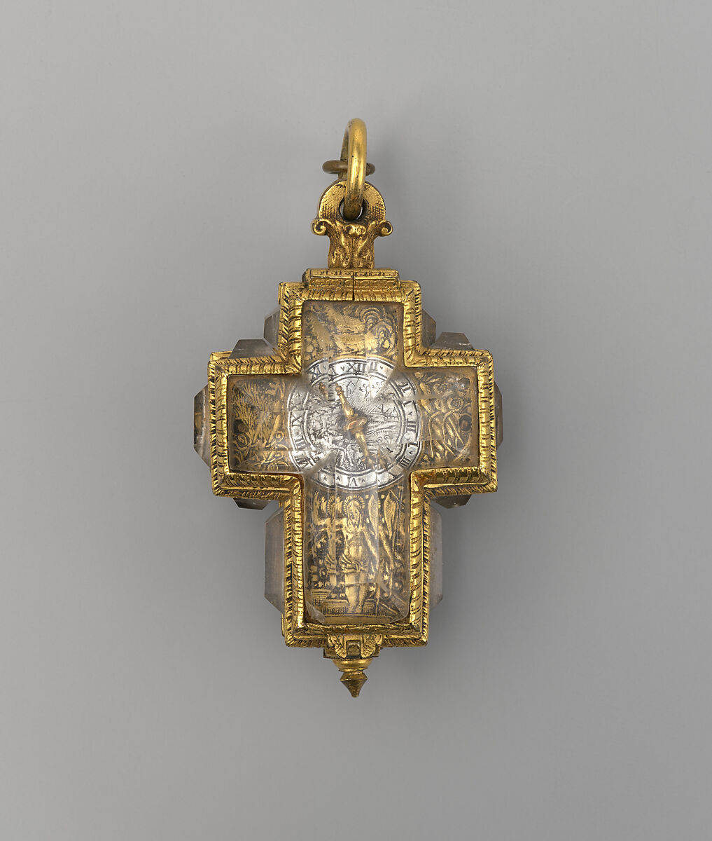 Watch, Watchmaker: Anthoine Arlaud (born ca. 1590, after 1641), Case: rock crystal, with gilded silver mounts; Dial: silver, partly gilded; Movement: gilded brass and steel, Swiss, Geneva