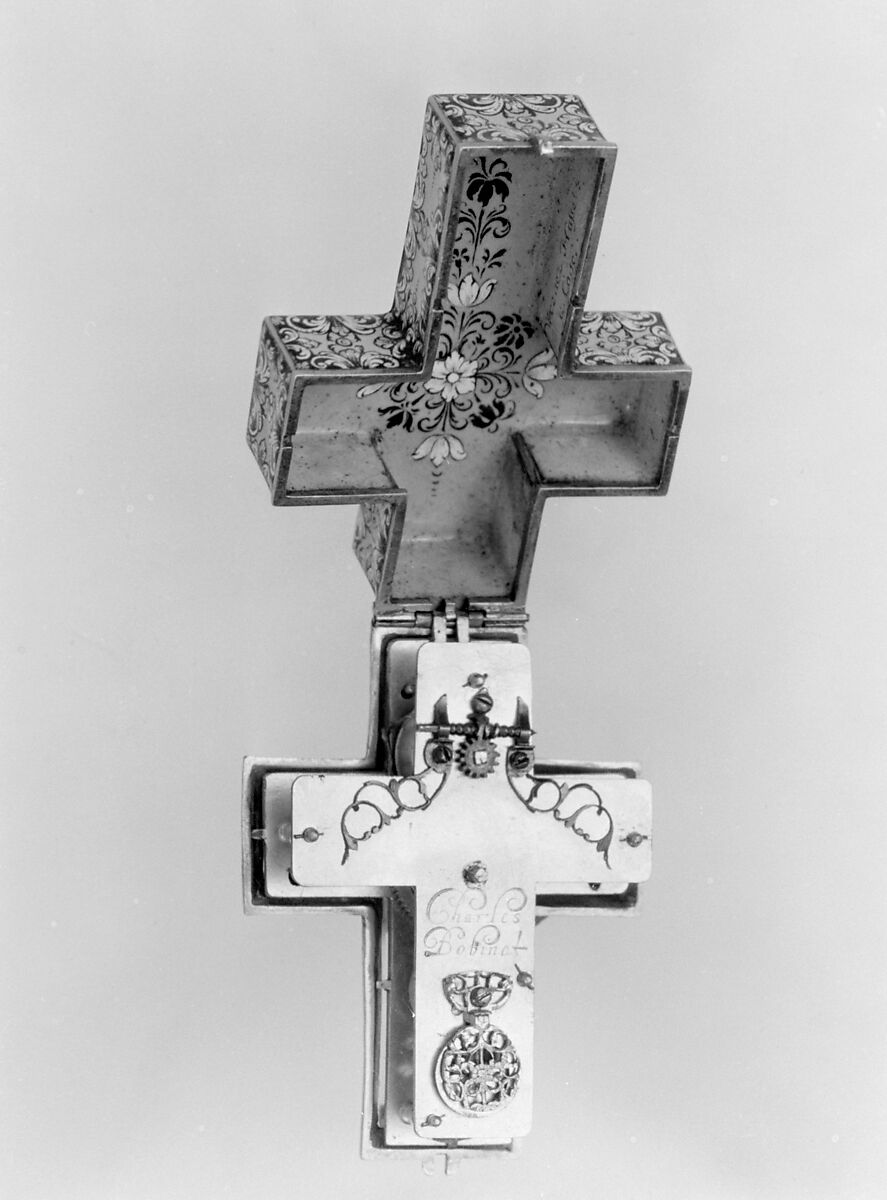 Watch, Watchmaker: Charles Bobinet (Swiss, Chastelrault, France 1610–1678 Geneva), Rock crystal, enamel, silver, Swiss, Geneva