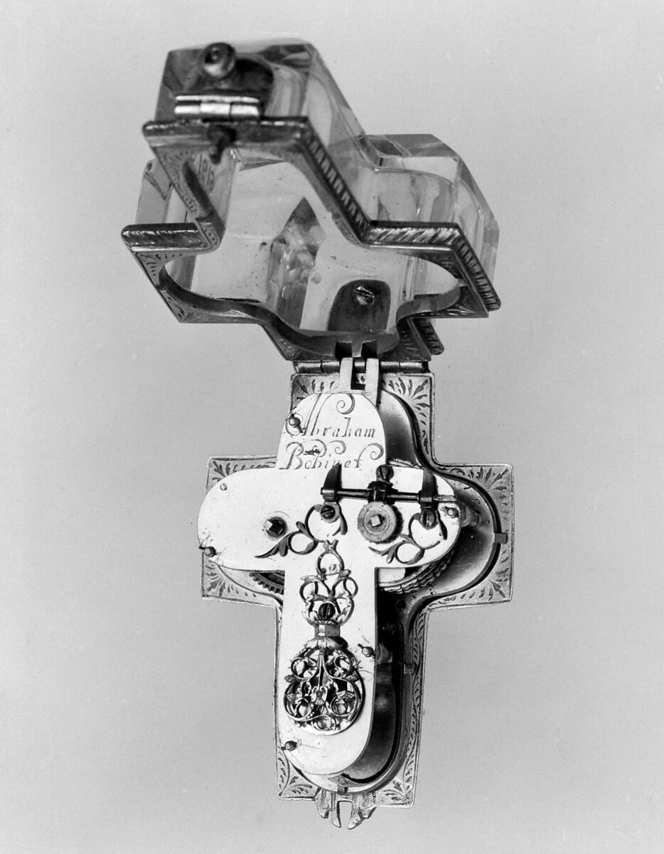 Watch, Watchmaker: Abraham Bobinet (Swiss, Geneva 1639–1688 Geneva), Rock crystal, gilded brass, silver, blued steel, Swiss, Geneva