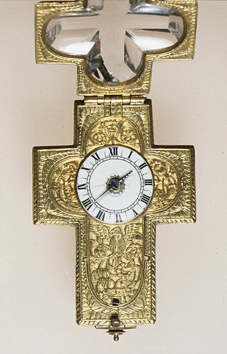 Watch, Pierre-Martin Scheult (French, active ca. 1650), Rock crystal, silver, enamel, French, Paris