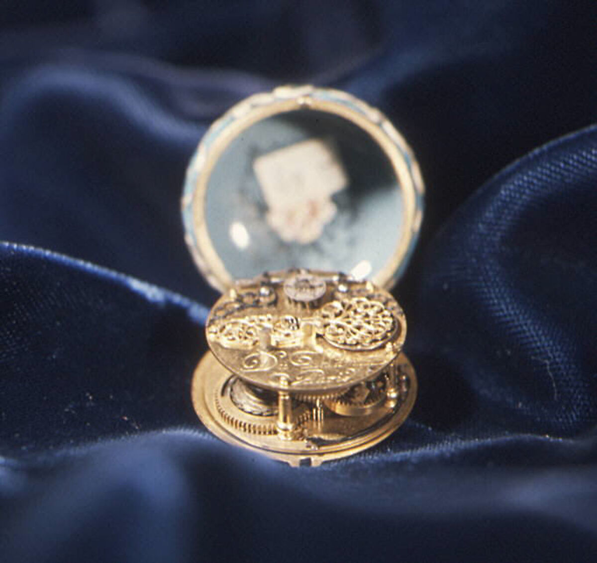 Watch, Watchmaker: Pierre Duhamel (1630–1686), Case: painted enamel on gold; Movement: gilded brass and steel, partly blued, Swiss, Geneva