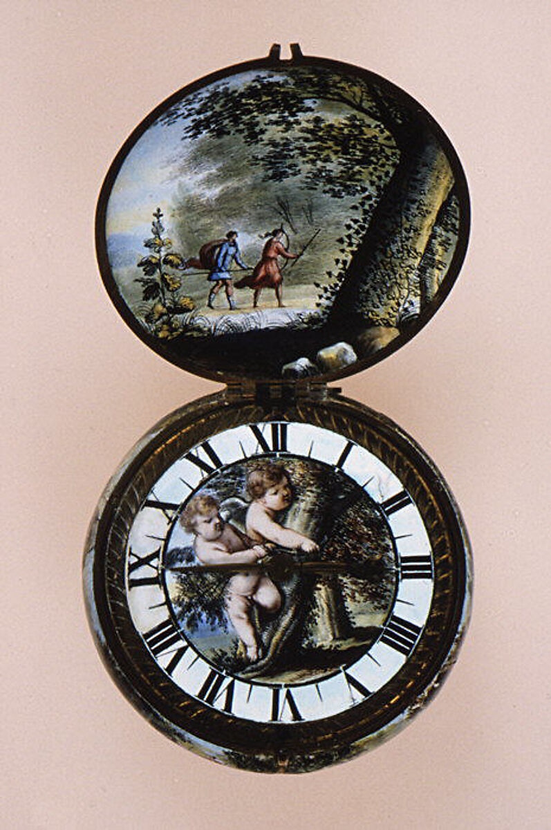 Hunt of the Caledonian Boar, Auguste Bretoneau (master 1638–43), Gold, painted enamel, French, Paris or Blois