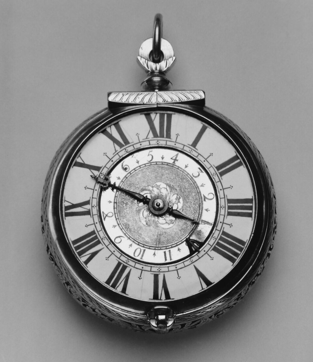 Traveling watch, Watchmaker: Auguste Bretoneau (master 1638–43), Silver, enamel, gilt, French, Paris 