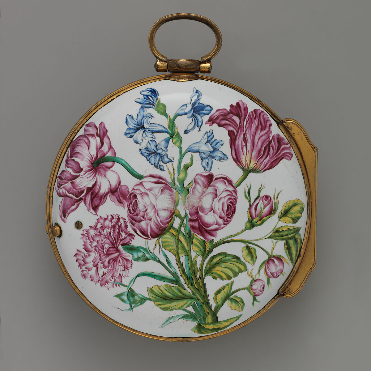 Clock-watch, Watchmaker: Firm of Marwick, Markham and Recordon, Gilt metal, enamel, British, London