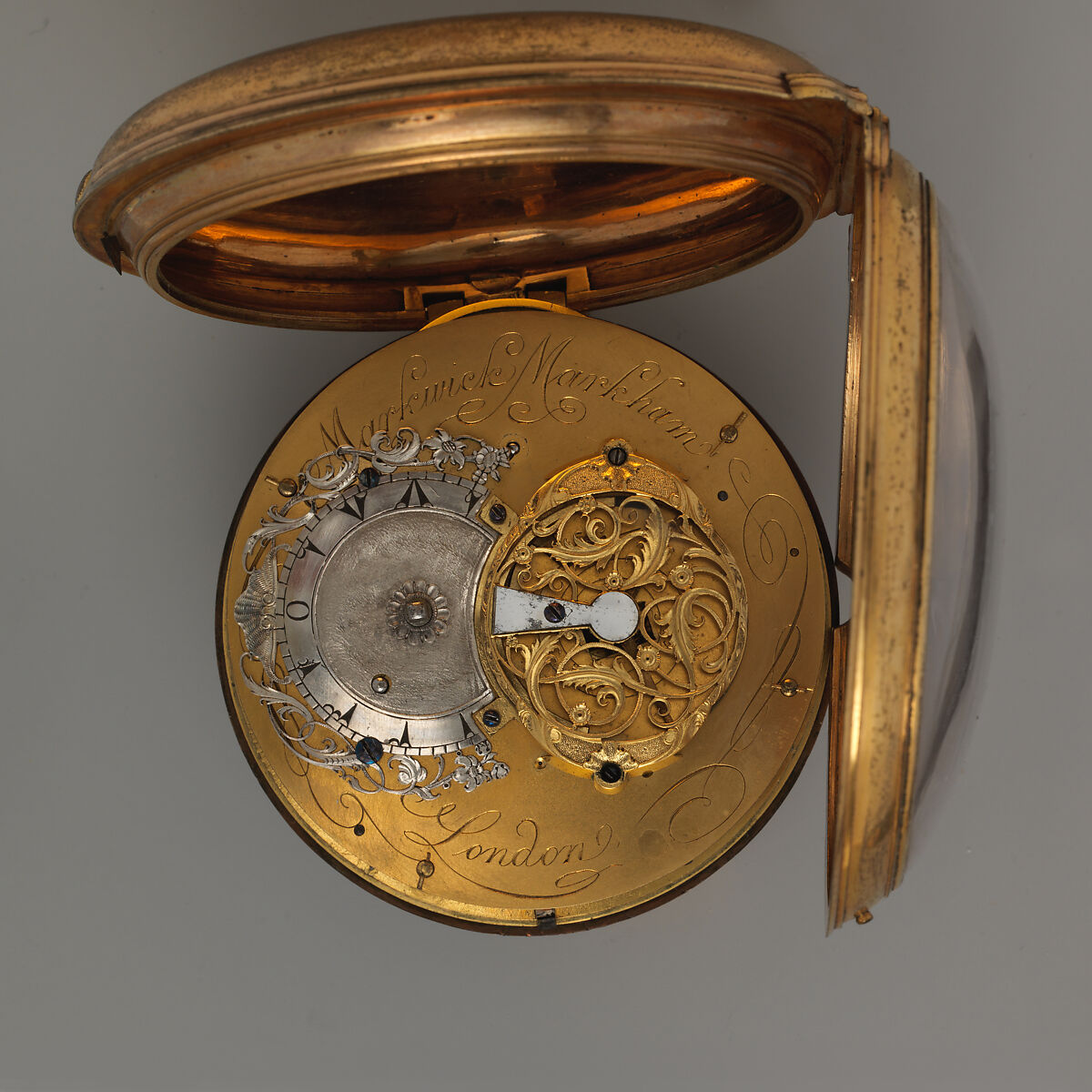 Clock-watch, Watchmaker: Firm of Marwick, Markham and Recordon, Gilt metal, enamel, British, London