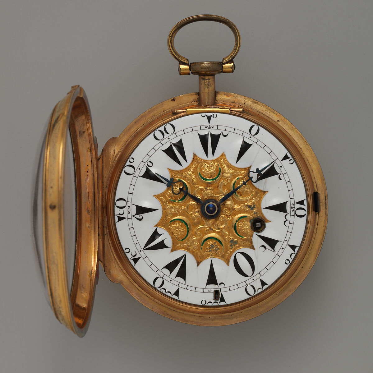 Clock-watch, Watchmaker: Firm of Marwick, Markham and Recordon, Gilt metal, enamel, British, London