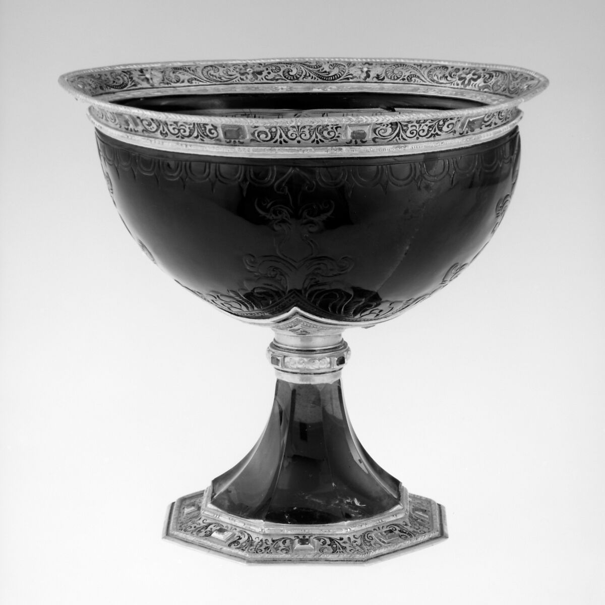 Cup, Alfred André (French, 1839–1919), Smoked rock crystal, gold, enamel, jewels, Southern German and French, Paris