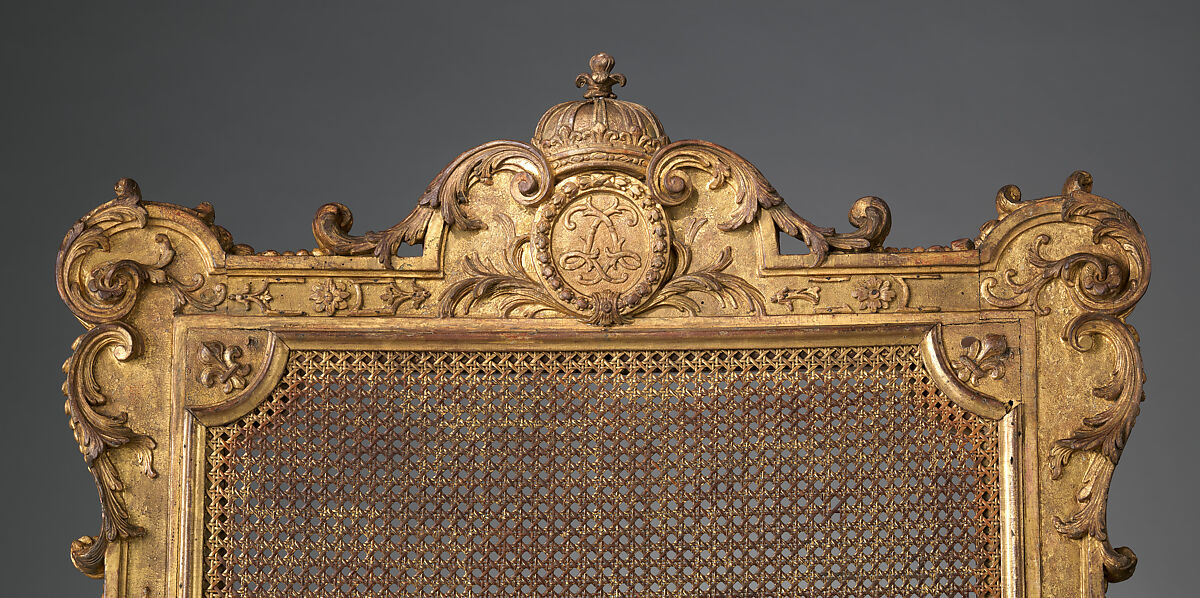 Armchair, Carved and gilded walnut, caning; velvet, French