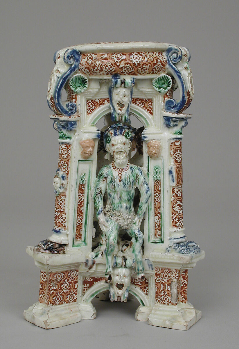 Salt, Lead-glazed earthenware inlaid with slip, with molded ornament, French, Saint-Porchaire or Paris 