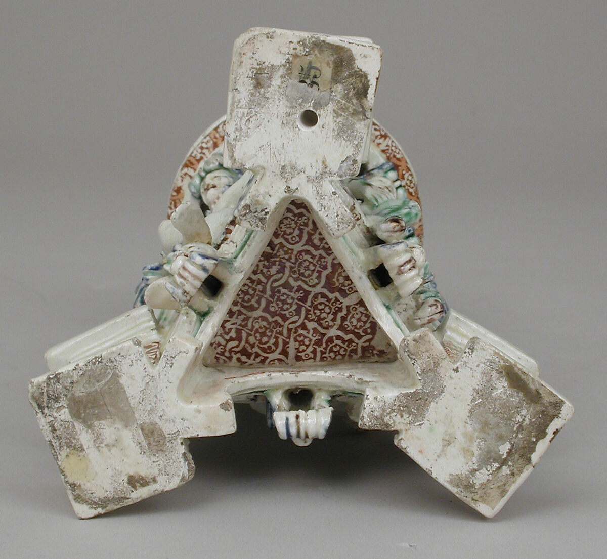 Salt, Lead-glazed earthenware inlaid with slip, with molded ornament, French, Saint-Porchaire or Paris