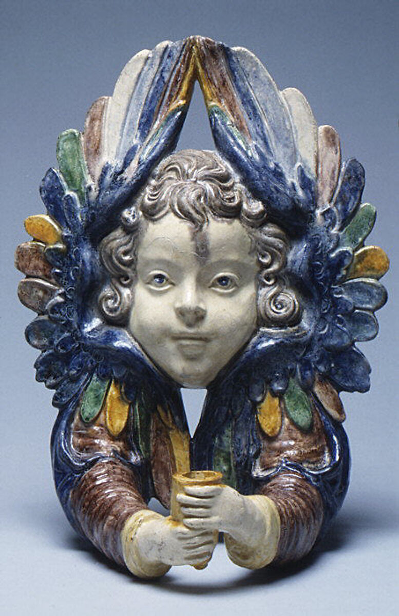 Wall lights, Faience (tin-glazed earthenware), probably French, Fontainebleau