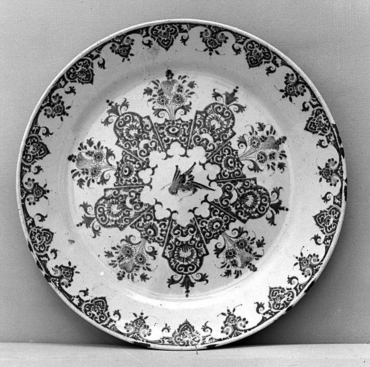 Plate, Faience (tin-glazed earthenware), French, Rouen 