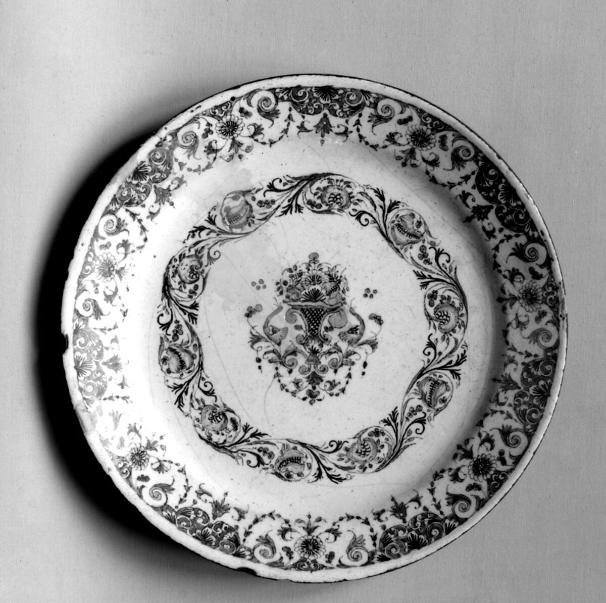 Plate, Faience (tin-glazed earthenware), French, Rouen 