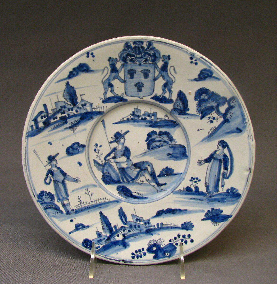 Plate, Faience (tin-glazed earthenware), French, Nevers 