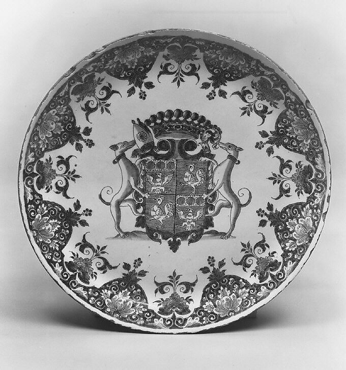 Plate, Faience (tin-glazed earthenware), French, Rouen