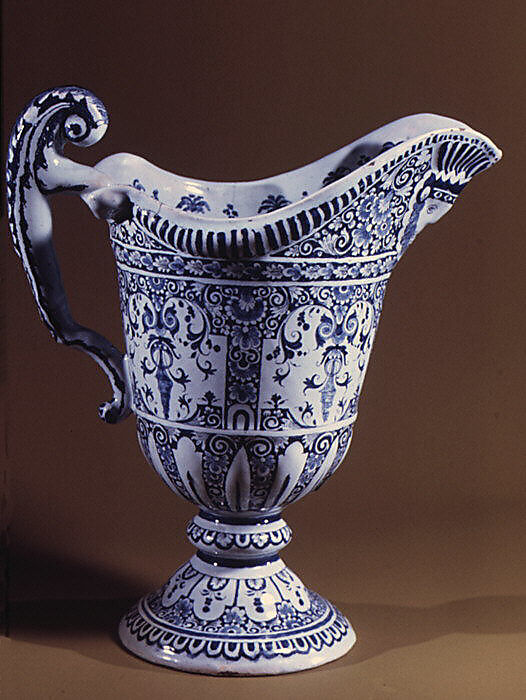 Ewer, Faience (tin-glazed earthenware), French, Rouen