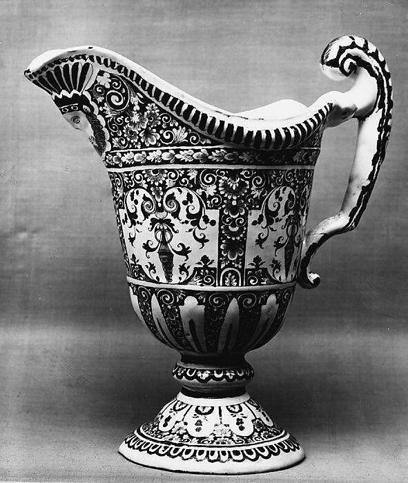 Ewer, Faience (tin-glazed earthenware), French, Rouen