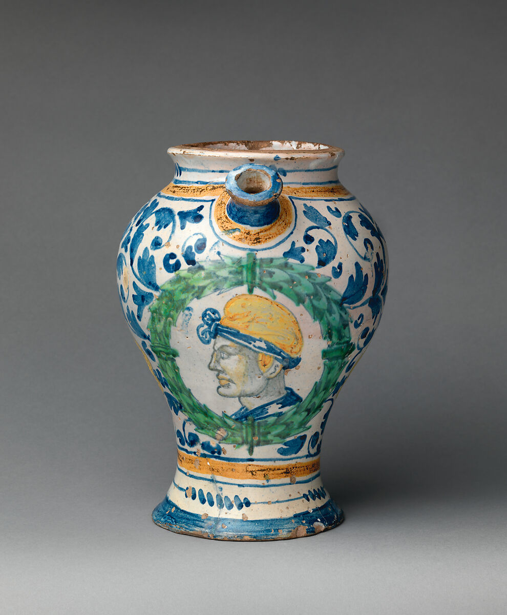 Jug (chevrette), Workshop of Masséot Abaquesne (French, active 1538–57) and, Faience (tin-glazed earthenware), French, Rouen
