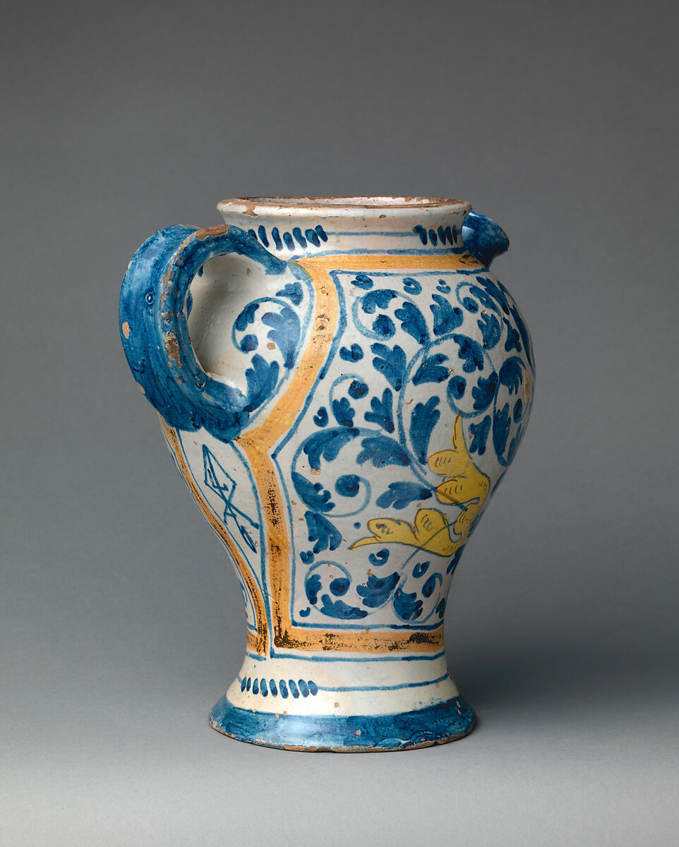 Jug (chevrette), Workshop of Masséot Abaquesne (French, active 1538–57) and, Faience (tin-glazed earthenware), French, Rouen