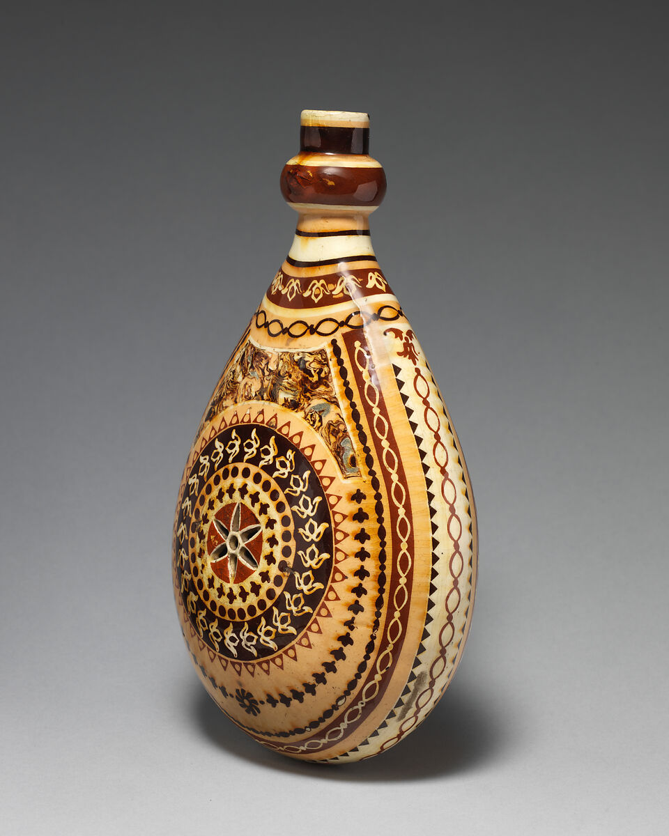 Flask, Faience (tin-glazed earthenware), French, Vaucluse (Apt)