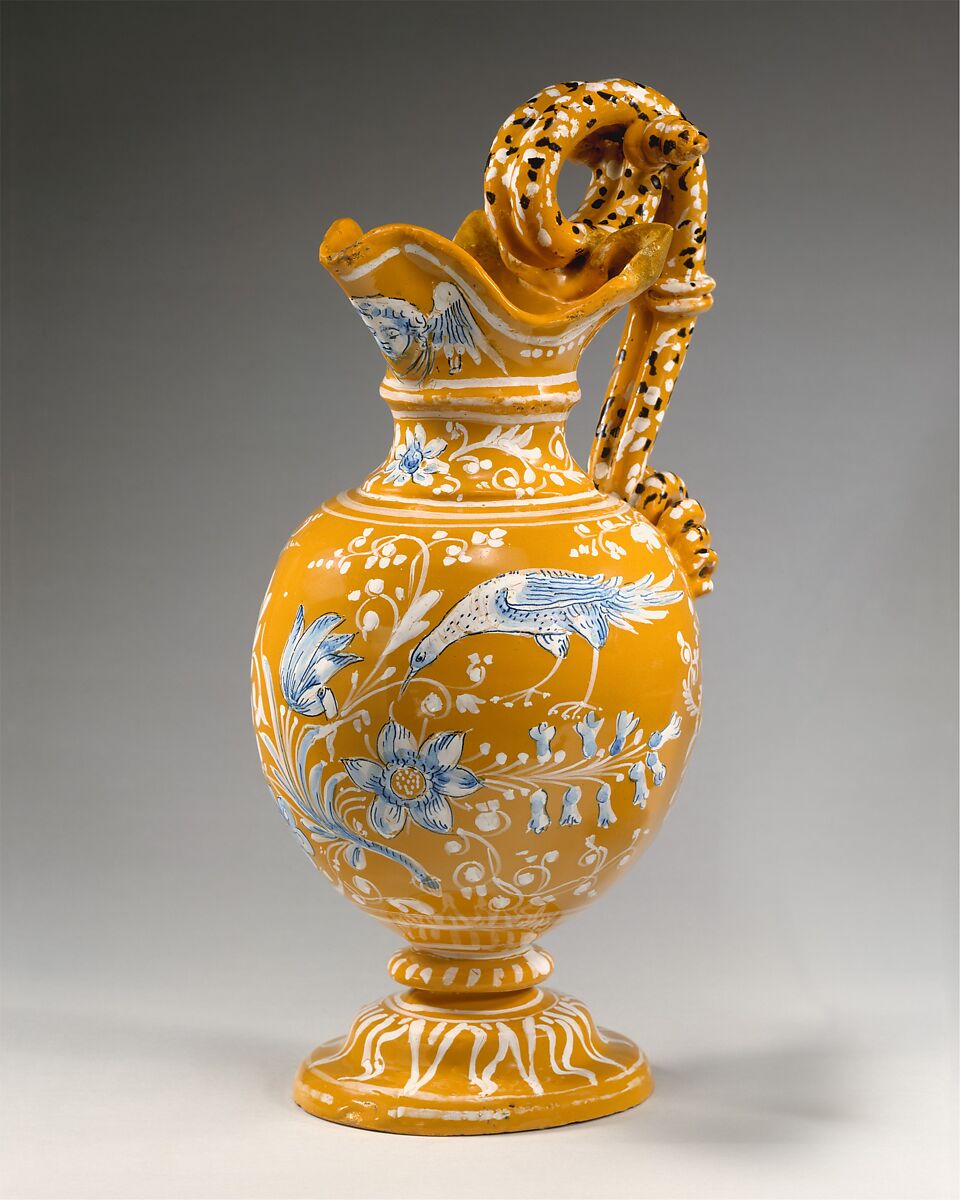 Ewer, Faience (tin-glazed earthenware), French, Nevers