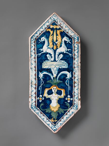 Tile, Factory of the Mosca family (Italian, active Naples, 19th century), Maiolica (tin-glazed earthenware), Italian, Naples 