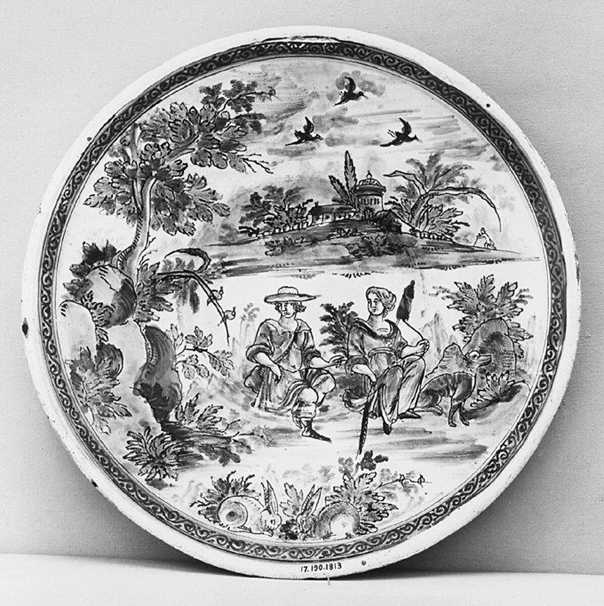 Plate, Faience (tin-glazed earthenware), French, Nevers 