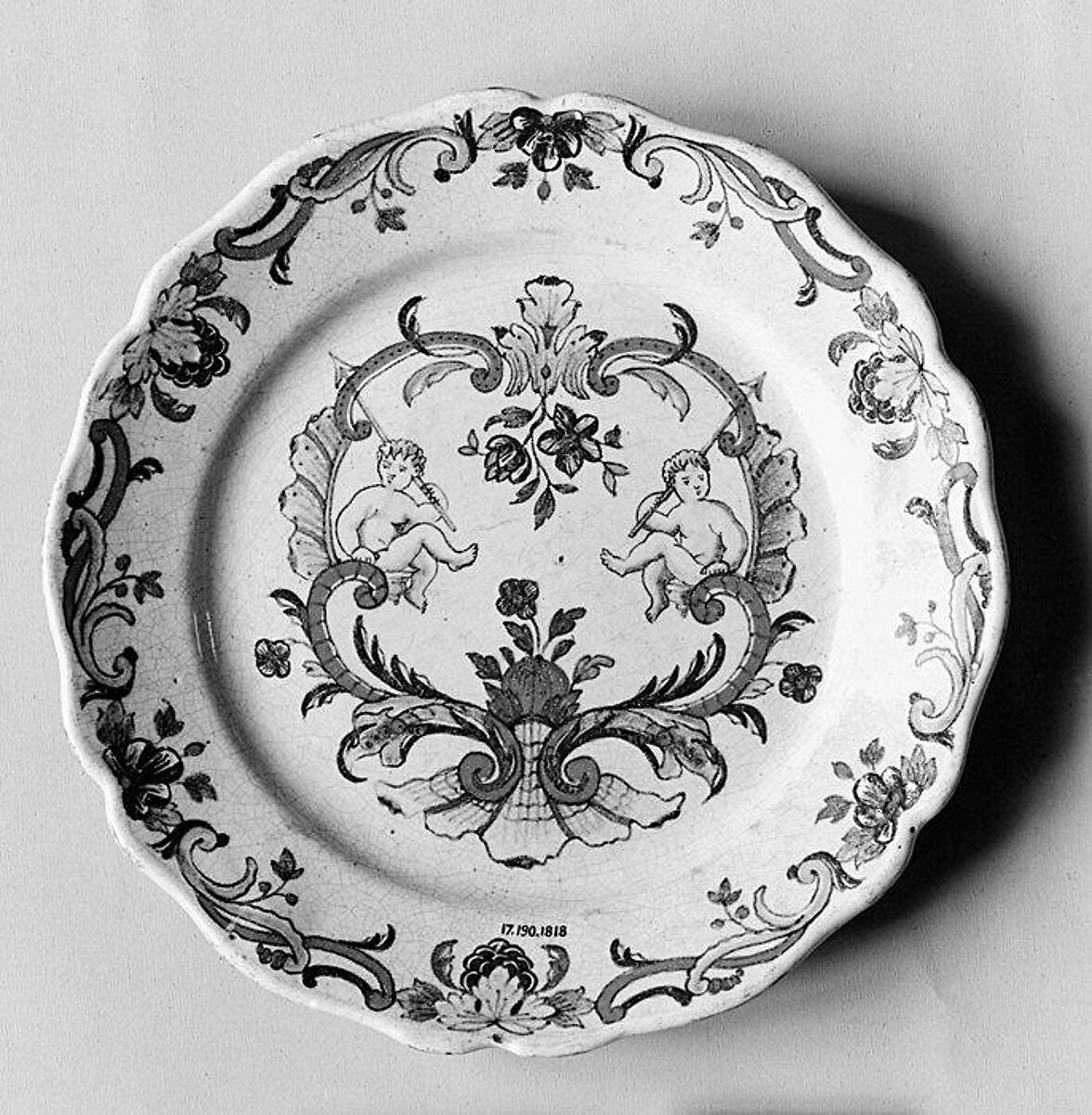 Plate, Factory of Pierre-Clement Caussey (active 1742–82), Faience (tin-glazed earthenware), French, Rouen or Quimper 