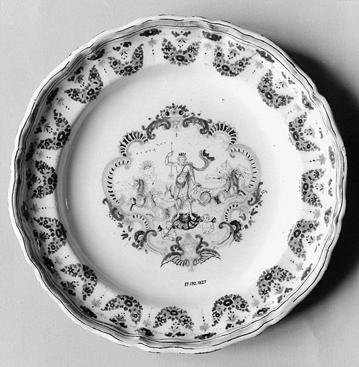 Plate or tray, Olérys Factory (French, established Moustiers, 1738), Faience (tin-glazed earthenware), French, Moustiers 