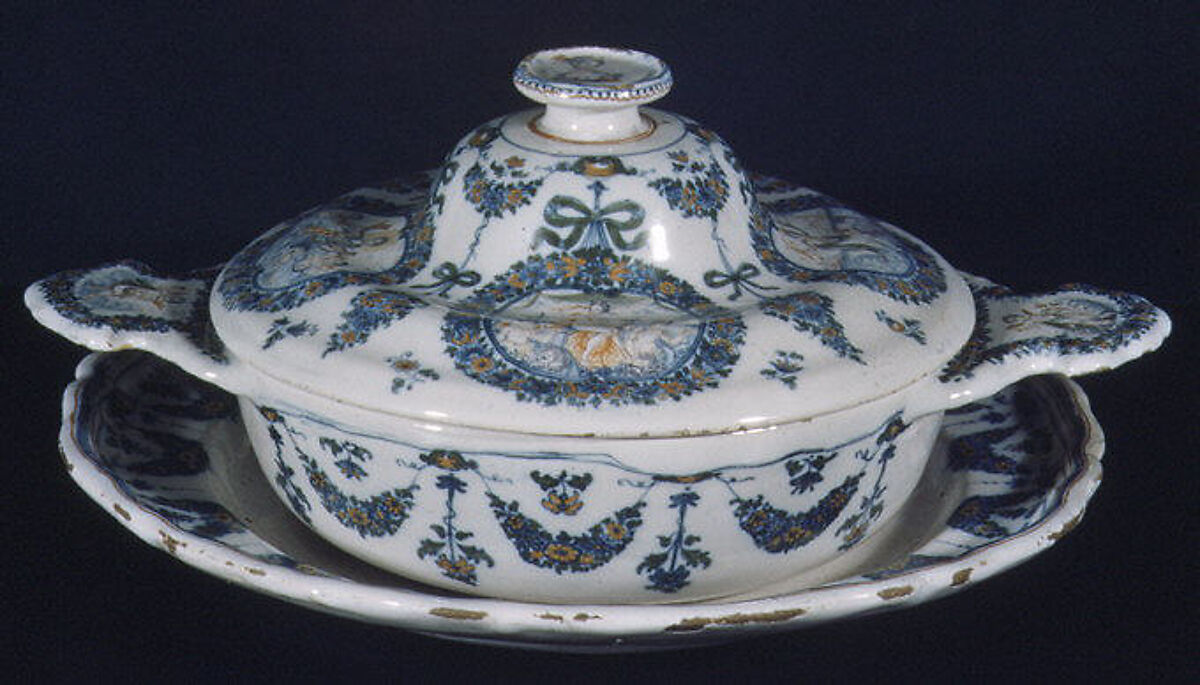 Plate or tray, Olérys Factory (French, established Moustiers, 1738), Faience (tin-glazed earthenware), French, Moustiers