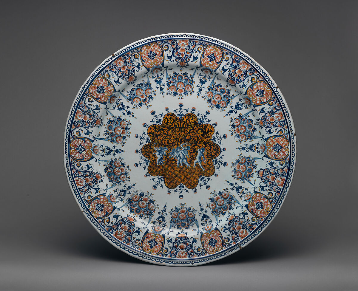 Plate, Olérys-Laugier Factory, Faience (tin-glazed earthenware), French, Moustiers 