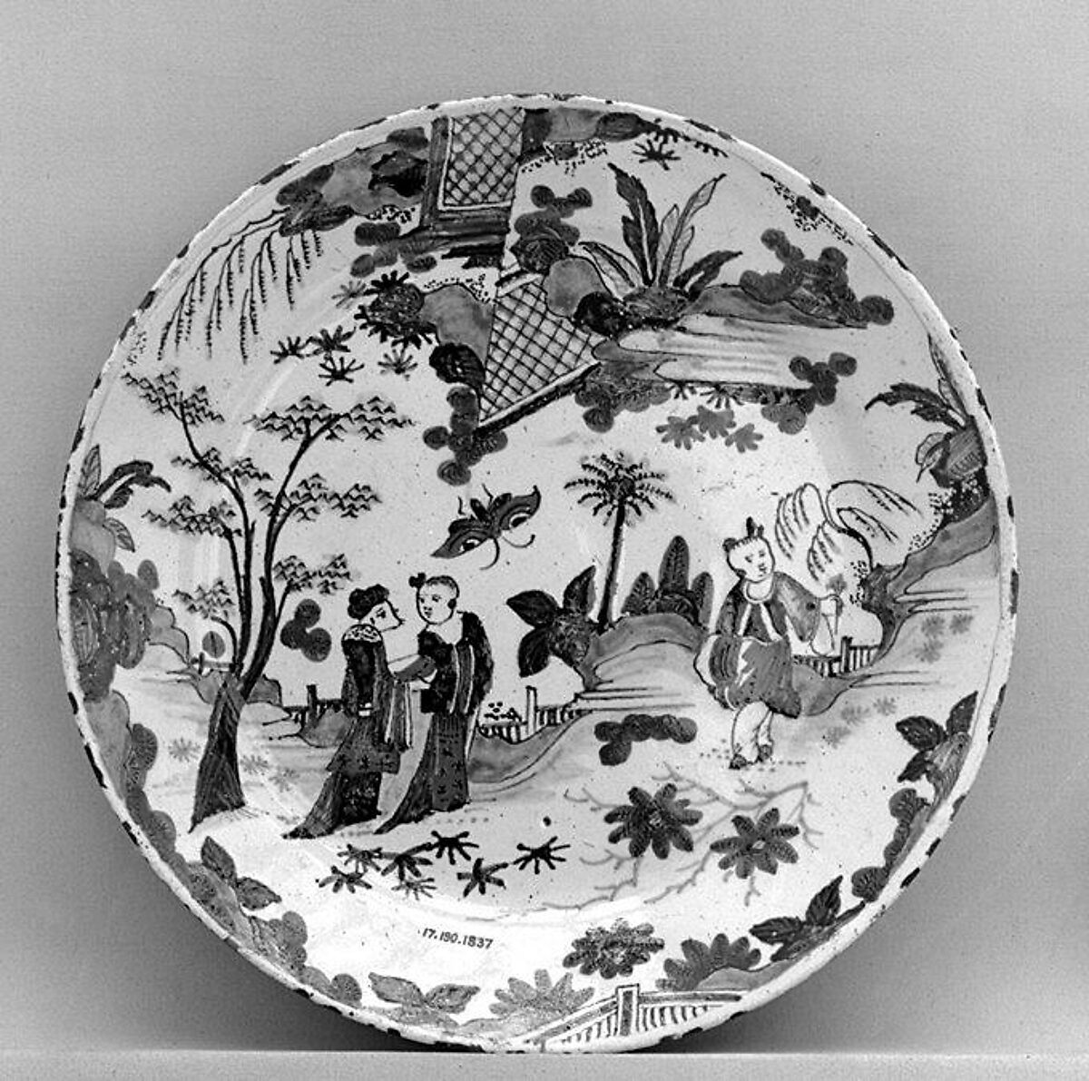 Plate, Faience (tin-glazed earthenware), French, Rouen 