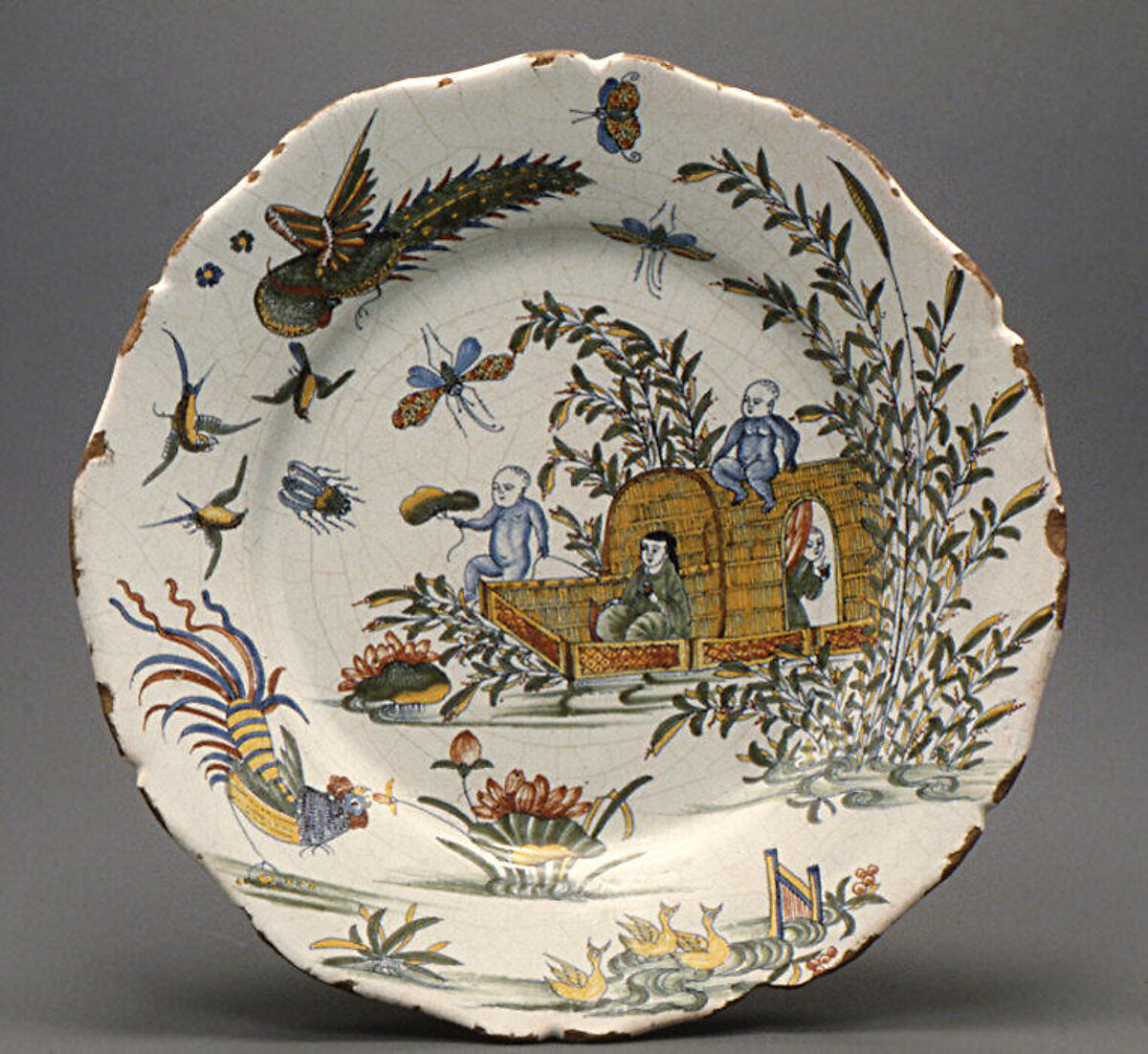 Plate, Faience (tin-glazed earthenware), French, Rouen or Sinceny 