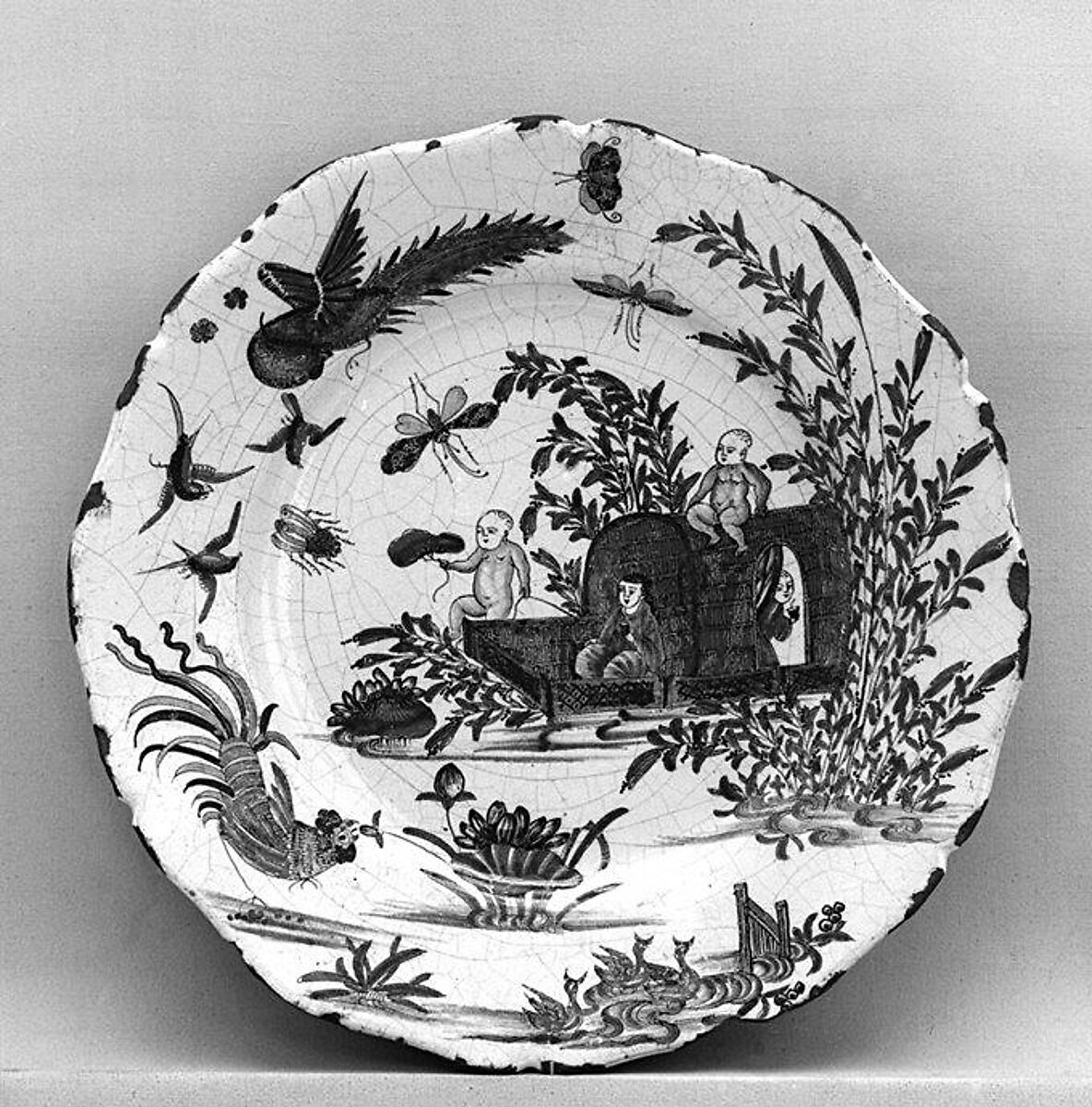 Plate, Faience (tin-glazed earthenware), French, Rouen or Sinceny