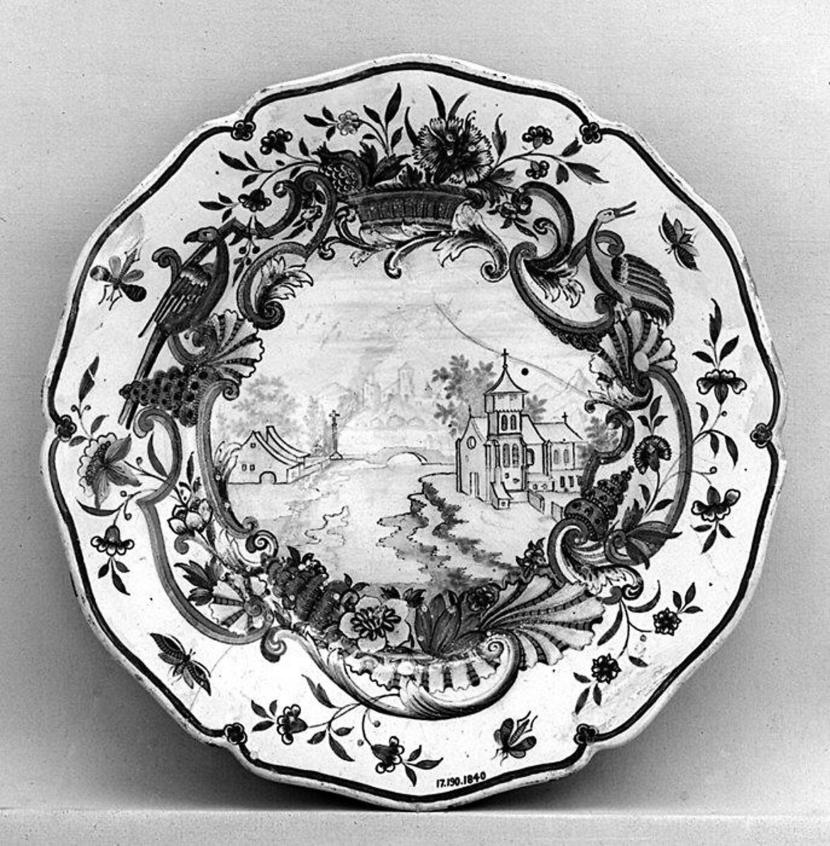 Plate, Pierre Chapelle II (1684–1760), Faience (tin-glazed earthenware), French, Rouen 