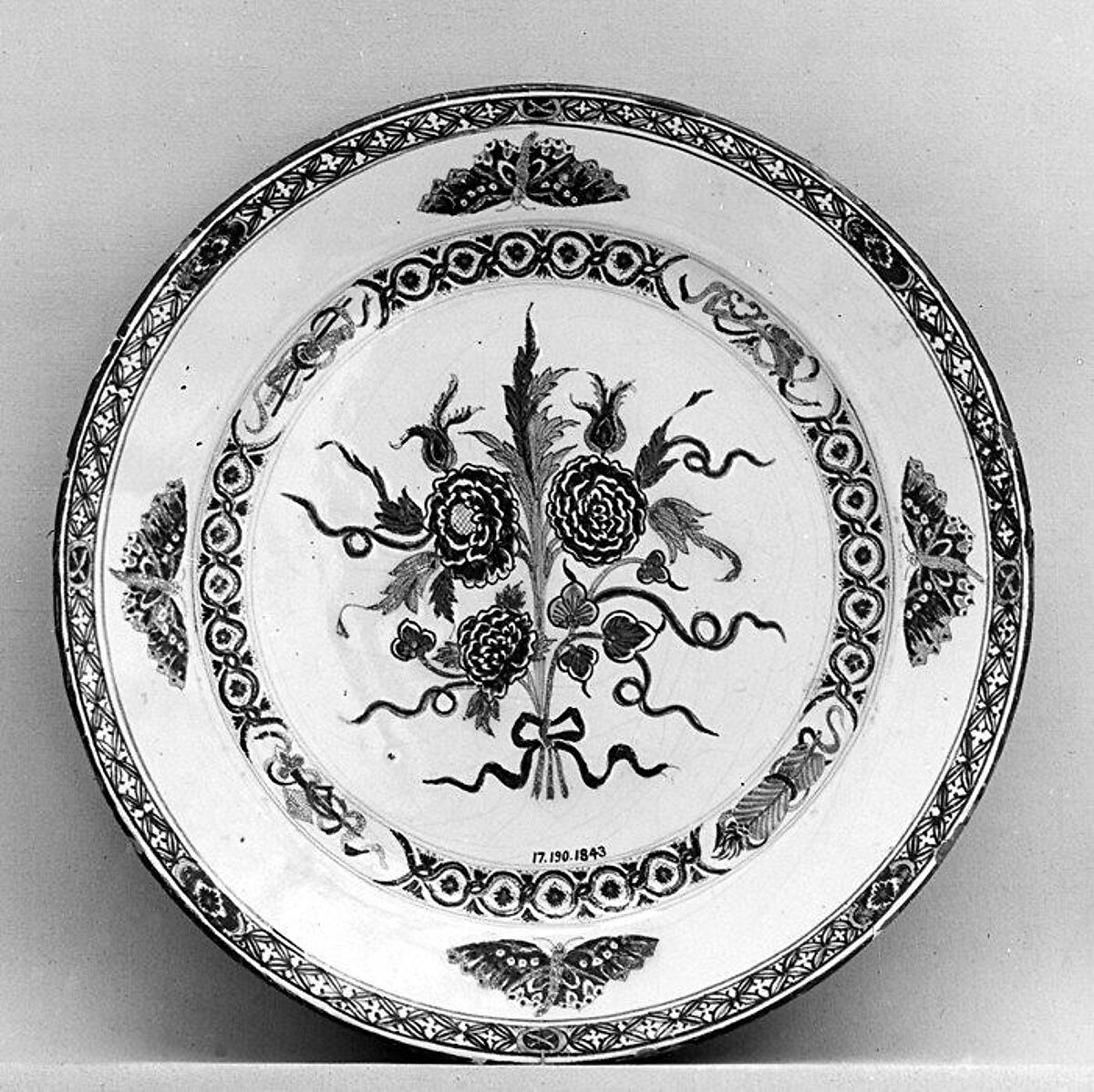 Plate, Faience (tin-glazed earthenware), French, Rouen 