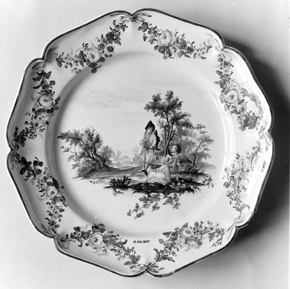 Plate, Protais Pidoux (French, 1725–1790), Faience (tin-glazed earthenware), French, Meillonas