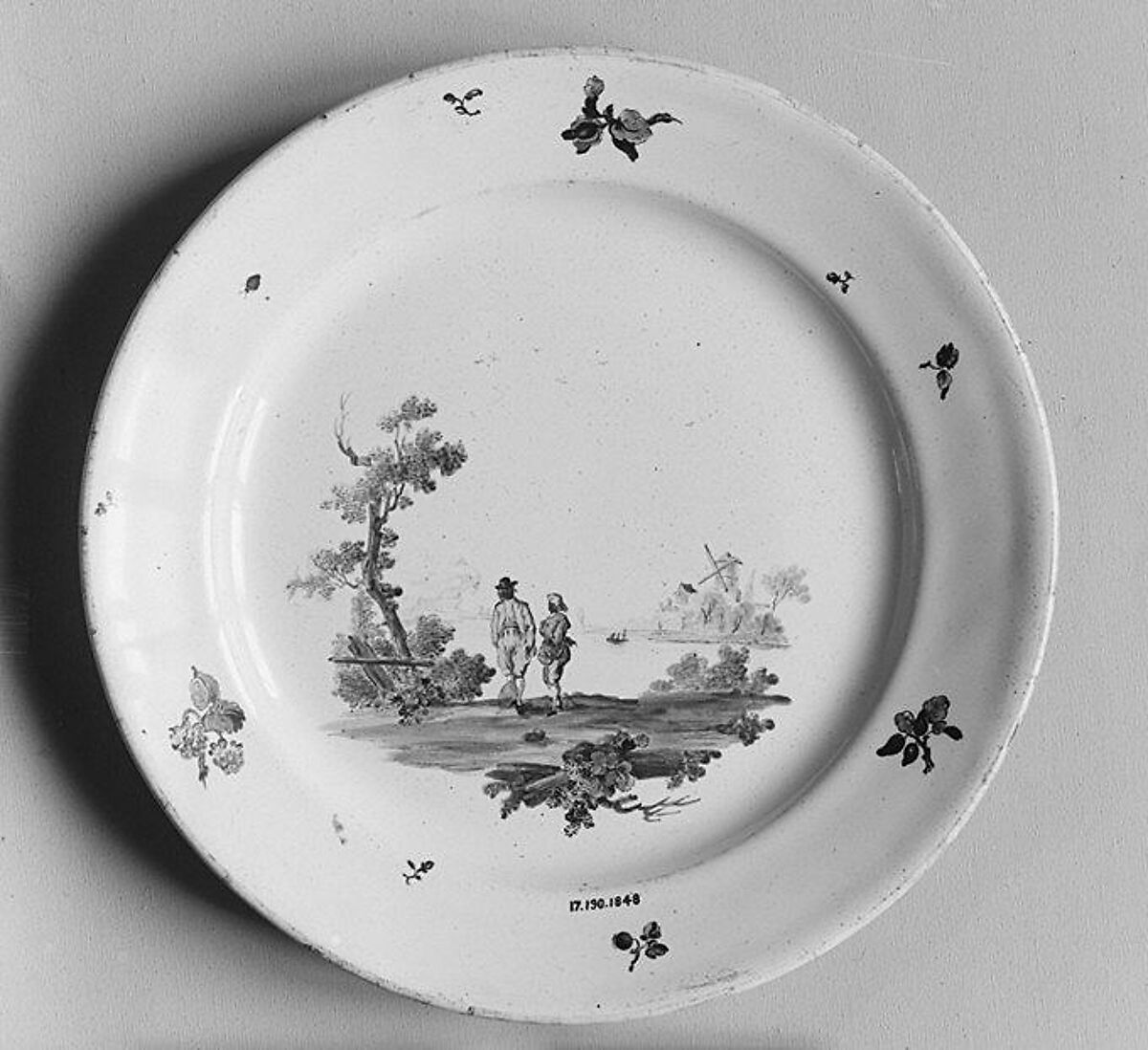 Plate, Fidelle Duvivier (French, 1740–after 1796), Faience (tin-glazed earthenware), French, Sceaux 